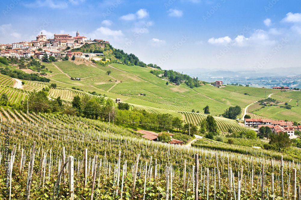 La Morra. Traditional village close to Barolo and Alba, Piedmont Region, Italy.