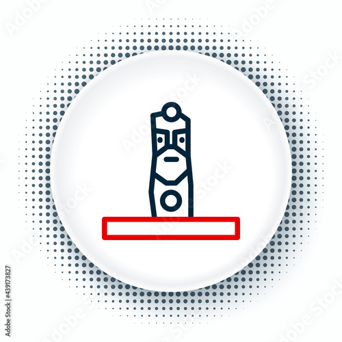 Line Slavic pagan idol icon isolated on white background. Antique ritual wooden idol. Colorful outline concept. Vector
