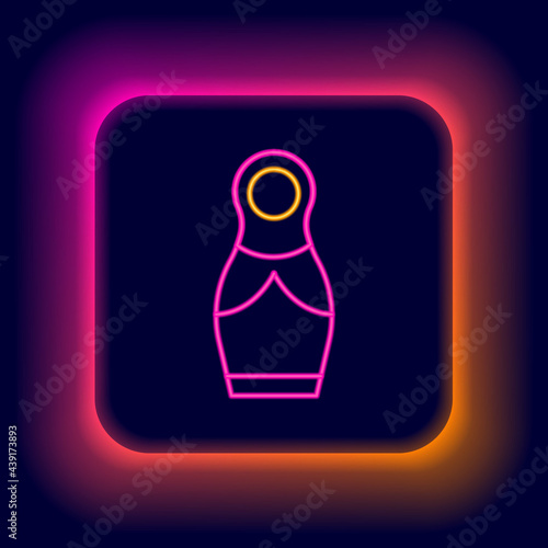 Glowing neon line Russian doll matryoshka icon isolated on black background. Colorful outline concept. Vector