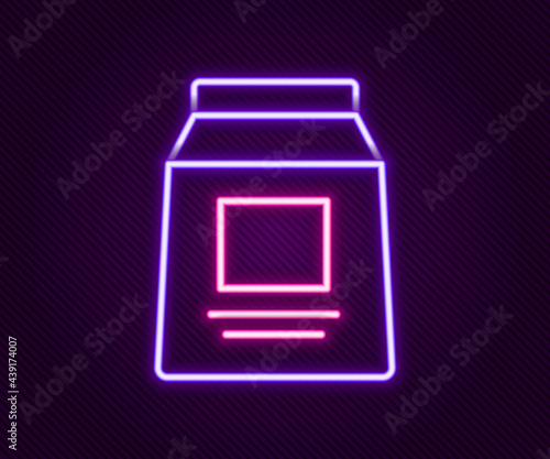 Glowing neon line Sports nutrition bodybuilding proteine power drink and food icon isolated on black background. Colorful outline concept. Vector