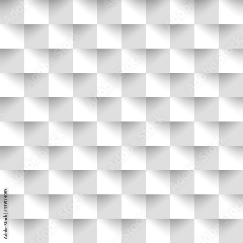 Geometric seamless pattern. Abstract white square background. Repeated 3d geometry pattern for design prints. Modern graphic cube element. Repeating light monochrome texture. Vector illustration