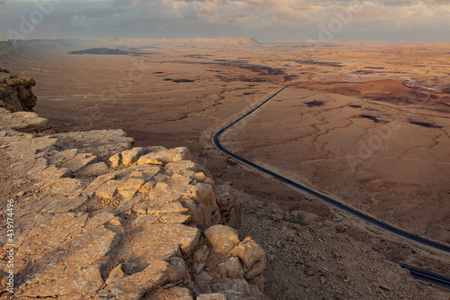 Ramon Crater is an erosion crater in the Negev Desert. It is one of five craters in the Negev. At the edge of the crater is the city of Mitzpe Ramon.