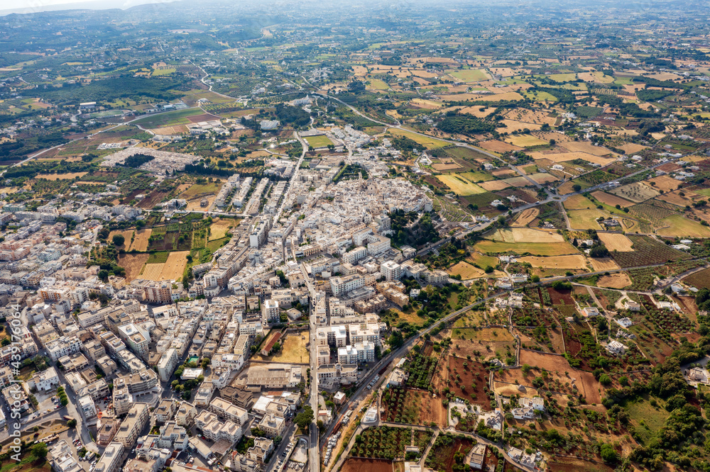 Aerial view of Locorotondo un in Bari. a country in Puglia. Beautiful landscape