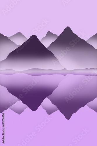 illustration of mountains in the sunset