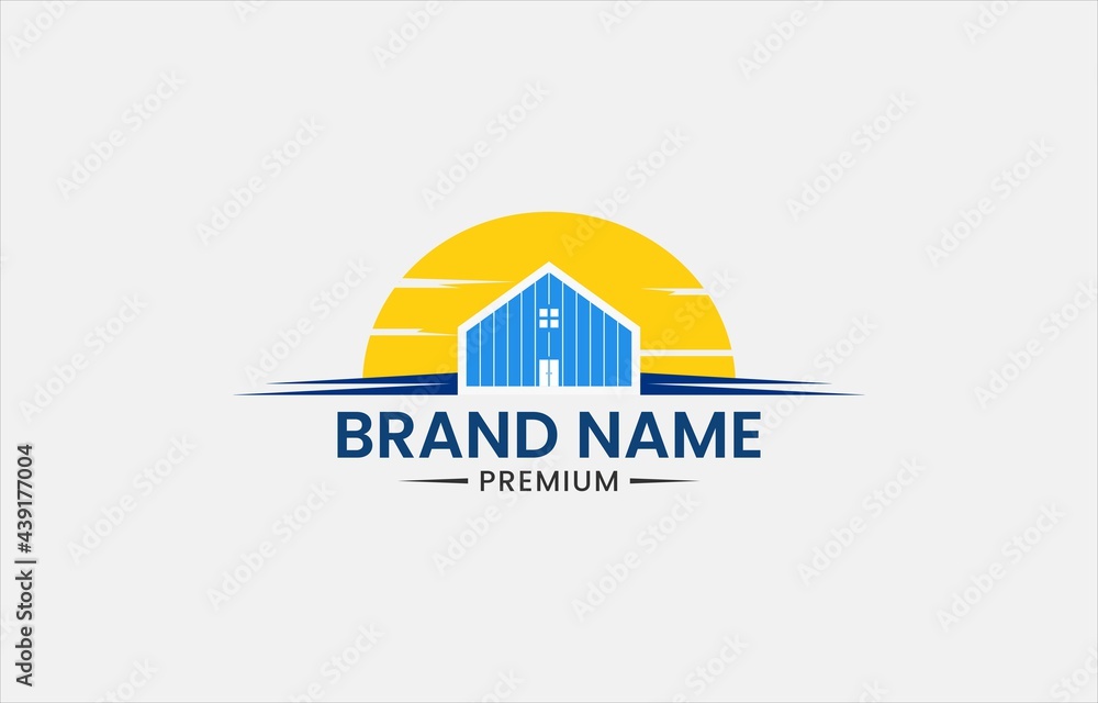 Sunset House Property Real Estate Logo Vector Template