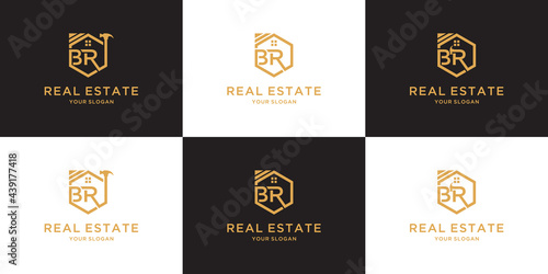 Letter br home logo for real estate, business, agent, architect photo