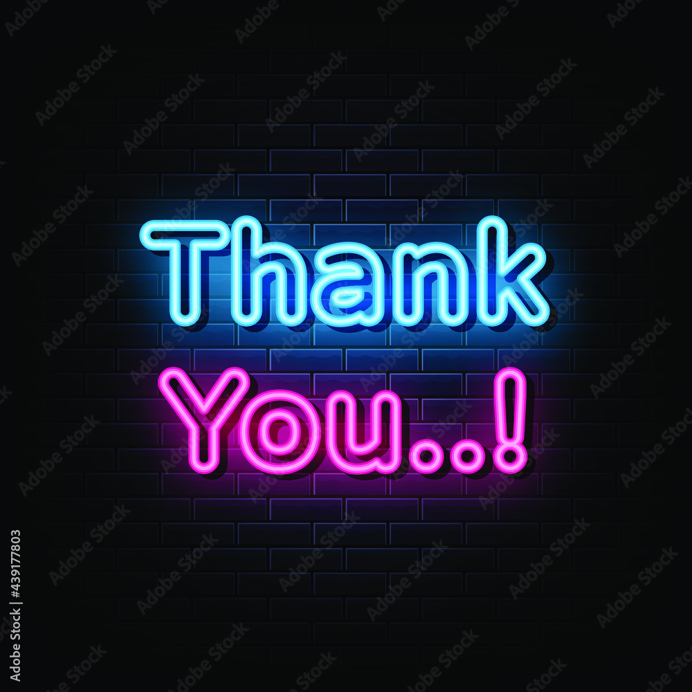 Thank you neon sign vector. neon sign Stock Vector | Adobe Stock