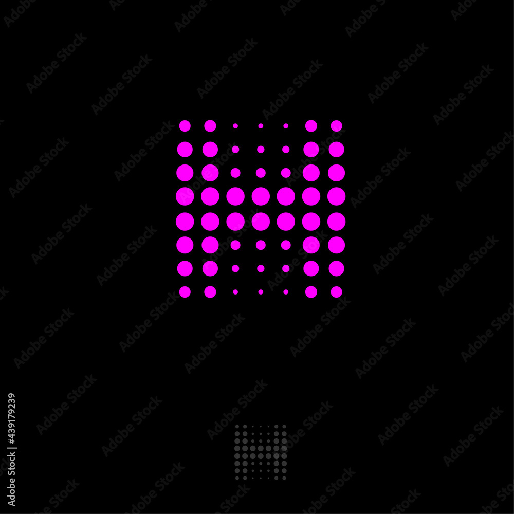 Letter H. Digital illusion. H monogram consist of dots. Abstract icon for business, internet, web application, online shop.
