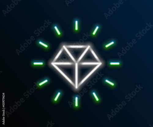 Glowing neon line Diamond icon isolated on black background. Jewelry symbol. Gem stone. Colorful outline concept. Vector