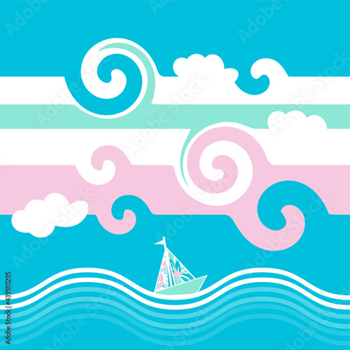 Captain’s Daughter | Coral / Teal | Vibrant, Feminine, and Confident Beach Vector Repeat Pattern Collection | Upscale, nautical vibe to to surround yourself with when you want to feel young-at-heart.