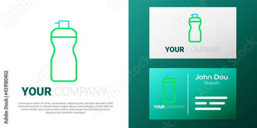 Line Fitness shaker icon isolated on white background. Sports shaker bottle with lid for water and protein cocktails. Colorful outline concept. Vector