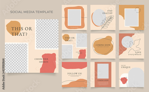 social media template blog fashion sale promotion. fully editable instagram and facebook square post frame organic sale poster. red brown orange ad banner vector background