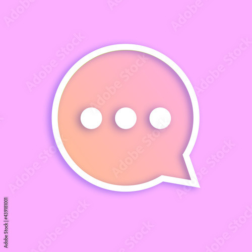 Speech bubble icon with three dots. Trendy icon isolated on the pink background. Vector illustration of chat bubble.