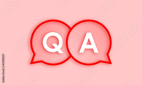 Q and A sign on the pink background. Vector illustration. Question and Answer Icon in speech bubble with 3d effect. FAQ concept for website, Information Centre, Mobile Application, business pages