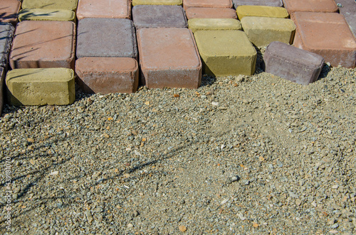 Colored paving slabs on the ground
