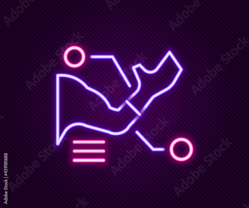 Glowing neon line Prosthesis hand icon isolated on black background. Futuristic concept of bionic arm, robotic mechanical hand. Colorful outline concept. Vector