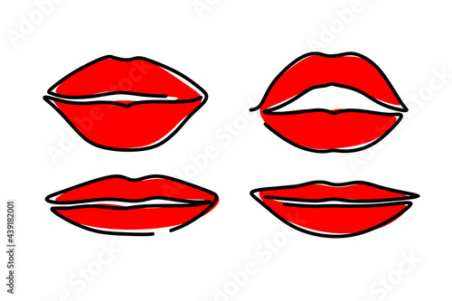 Illustration of a lip in the style of a single line on a white background. world kiss day. For websites, apps,T-shirts, mugs, and printing.