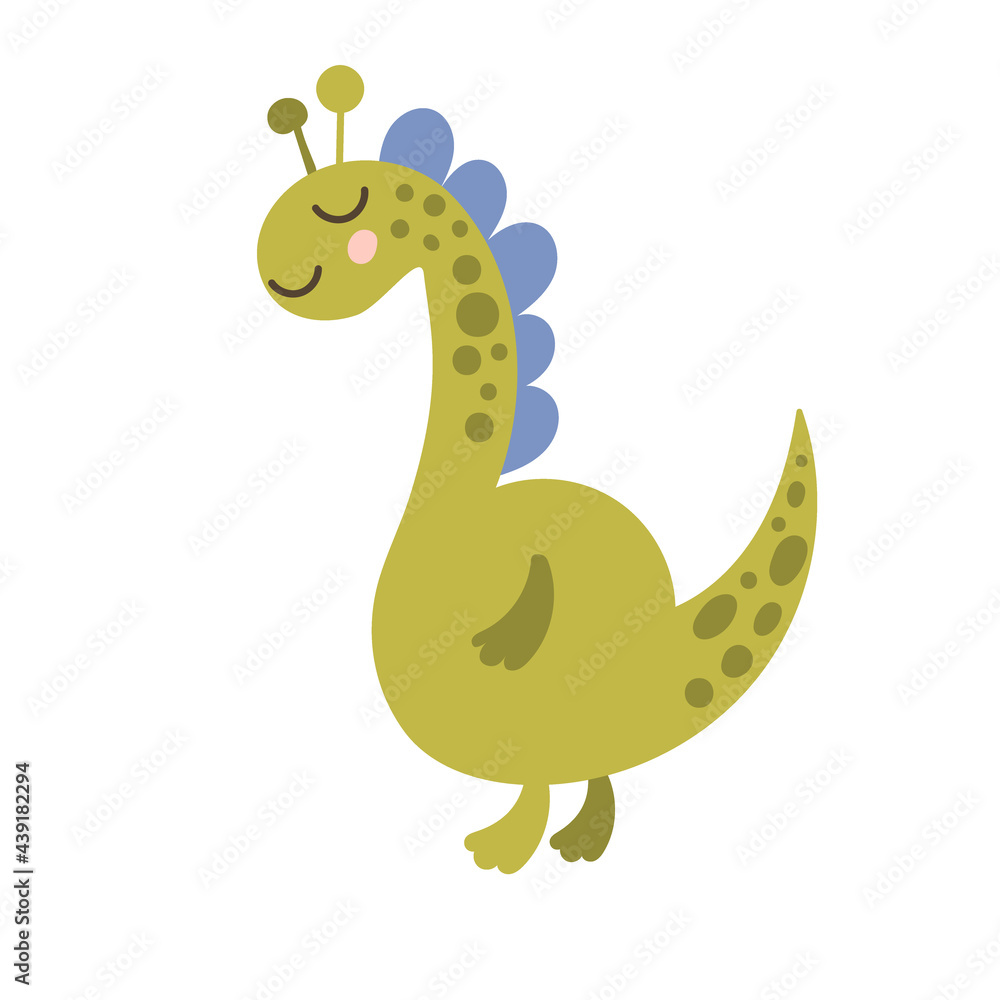 Fototapeta premium Cute baby dinosaur design. Vector illustration on isolated background.