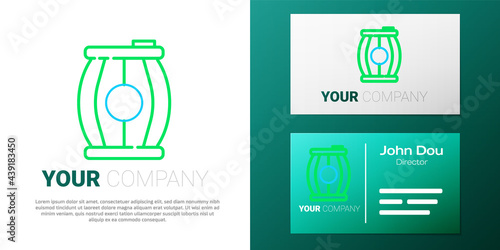 Line Gun powder barrel icon isolated on white background. TNT dynamite wooden old barrel. Colorful outline concept. Vector