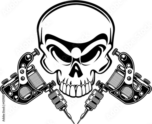 human skeleton and tattoo machine