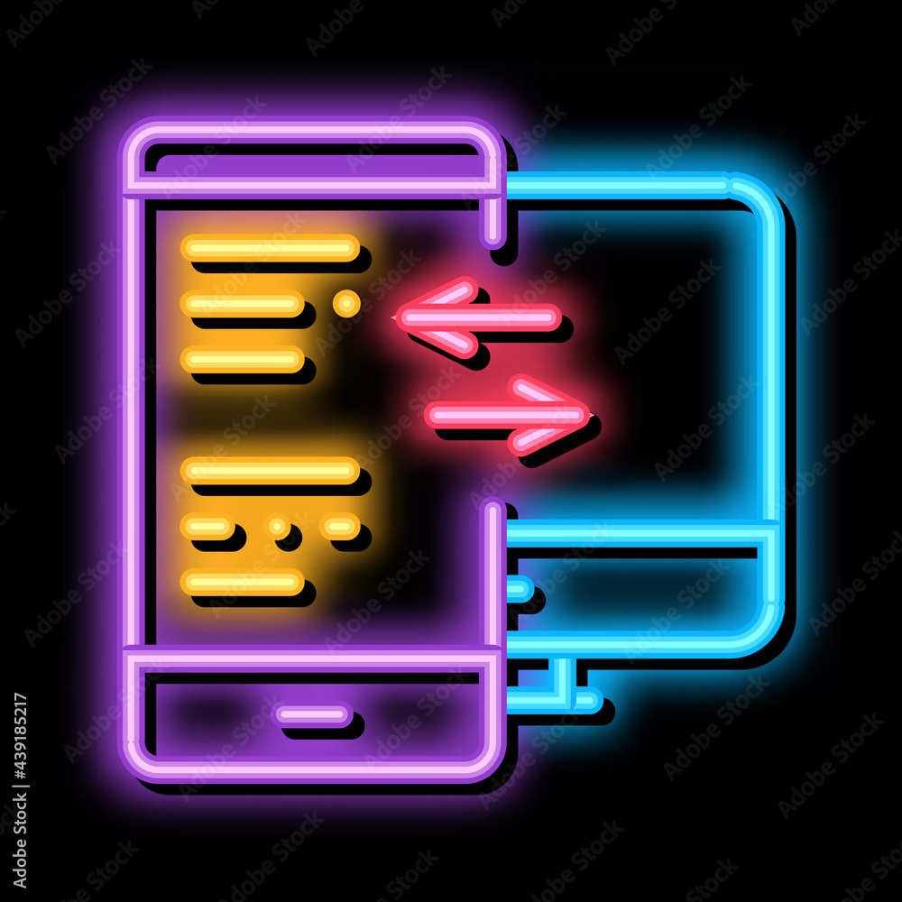 adaptive site for computer screen and phone neon light sign vector. Glowing bright icon adaptive site for computer screen and phone sign. transparent symbol illustration adaptive site for computer screen and phone neon light sign vector. Glowing bright icon adaptive site for computer screen and phone sign. transparent symbol illustration