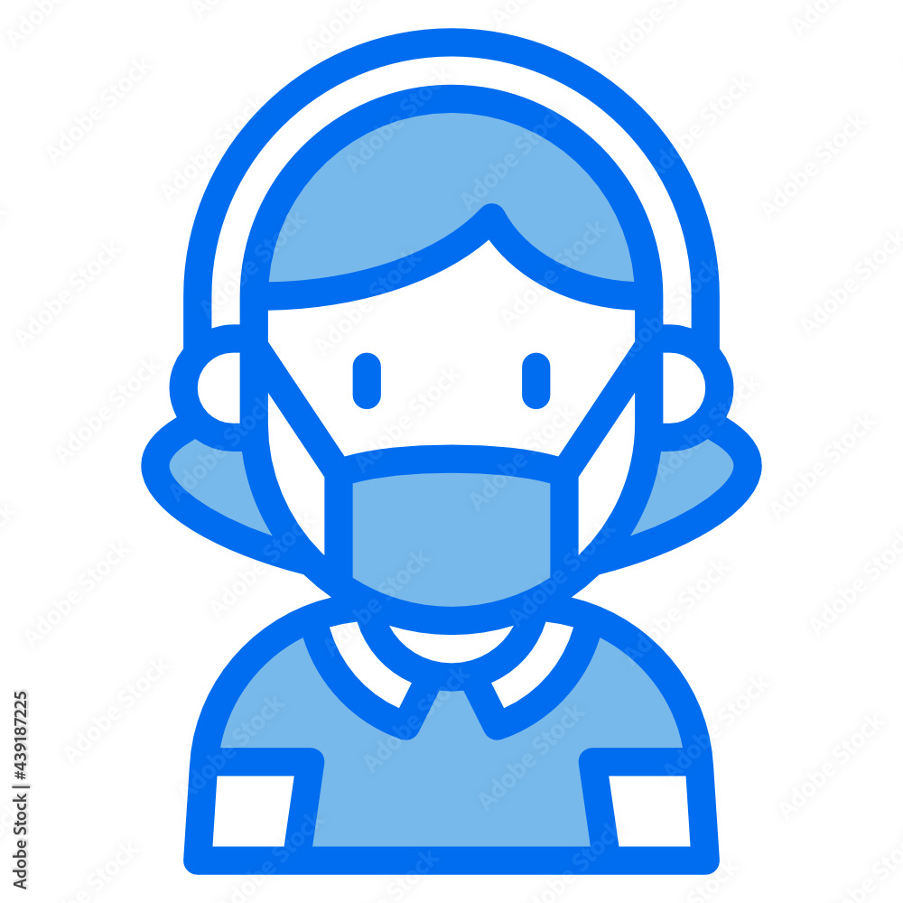 girl blue line icon girl blue line icon