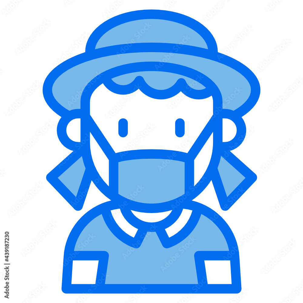 girl blue line icon
