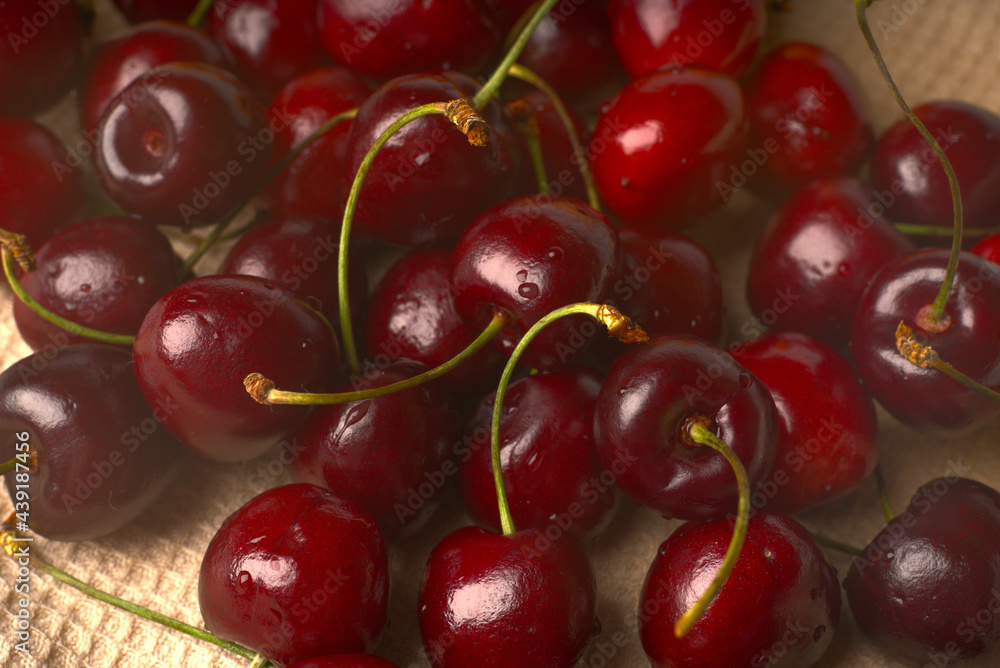 Lots of dark red cherry closeup. Lots of dark red cherry closeup.