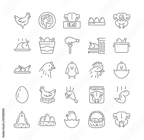 Collection of Chicken, turkey and poultry icons