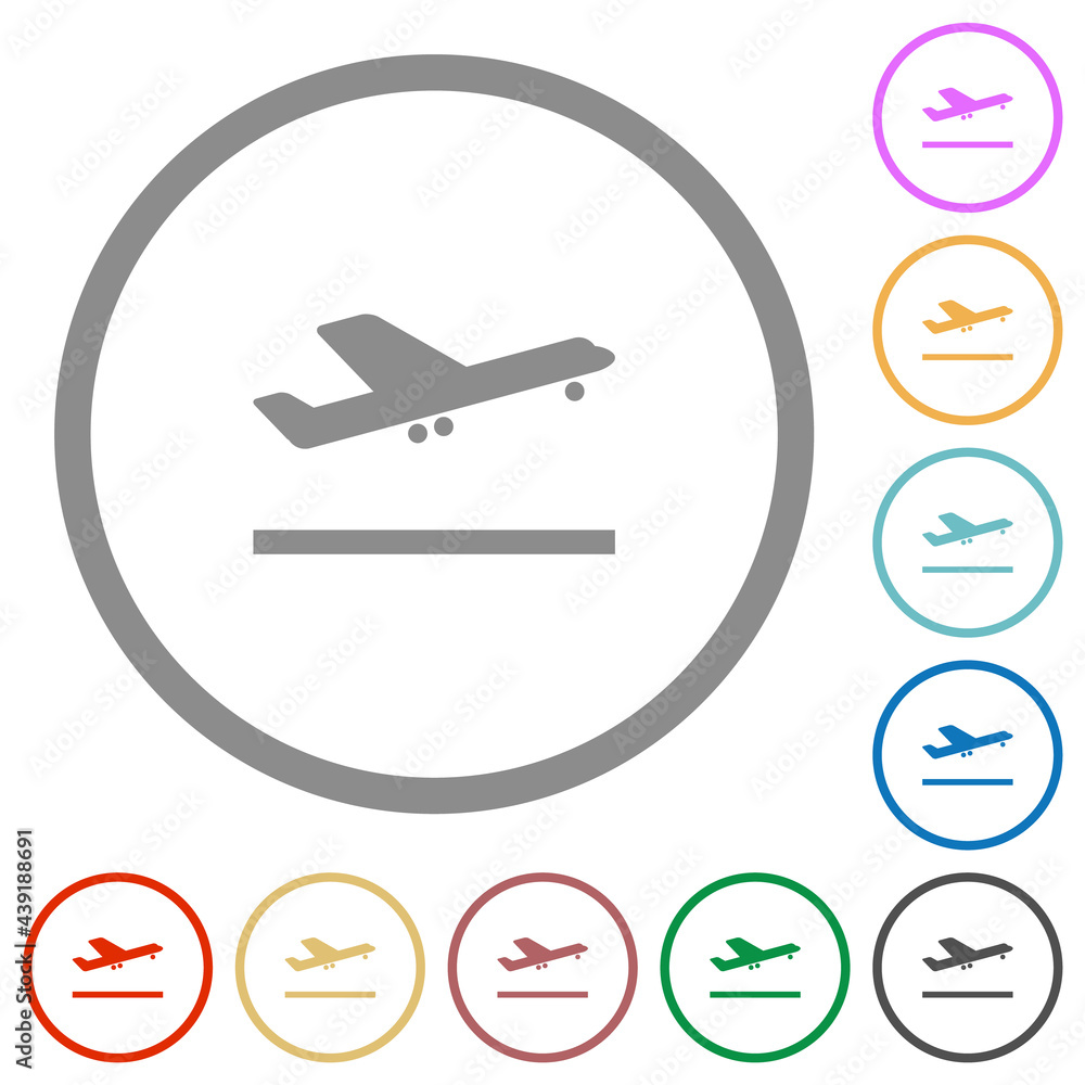 Airplane take off flat icons with outlines Airplane take off flat icons with outlines
