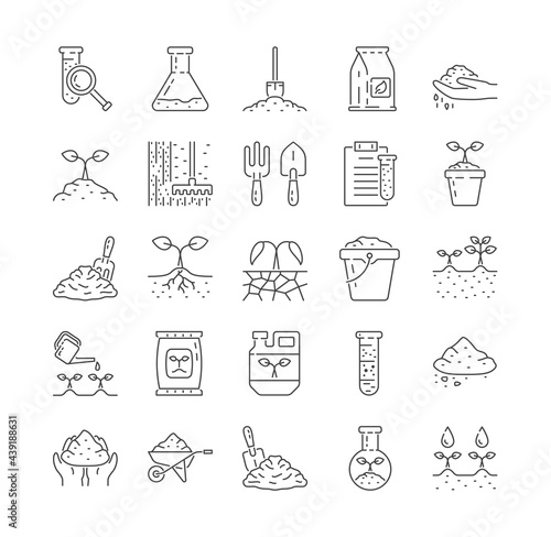 Agriculture and soil line icon collection