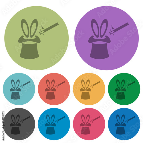 Magic hat with bunny ears color darker flat icons