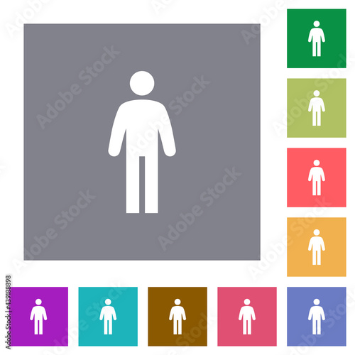 Standing man square flat icons