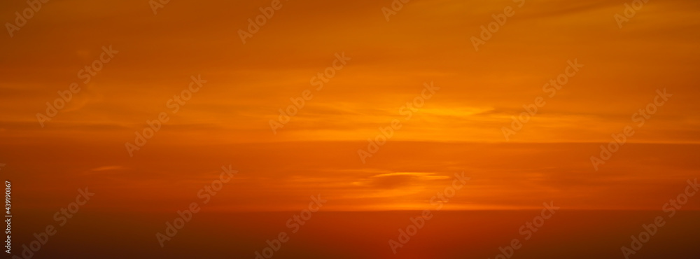 Beautiful summer sunset sky as a background. Web banner with copy space