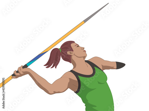 para sports paralympic javelin throw, physical disabled female athlete amputee, track and field, isolated on a white background