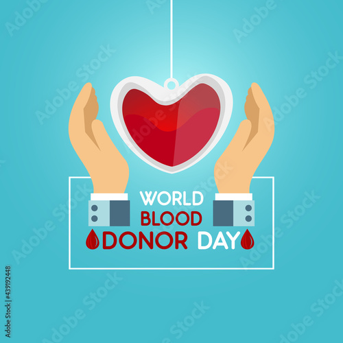 Bloody Heart With Hand illustration, World Blood Donor Day Design Template