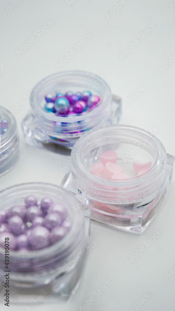 Manicure brush beautiful background tools rhinestones white color beads Manicure brush beautiful background tools rhinestones white color beads