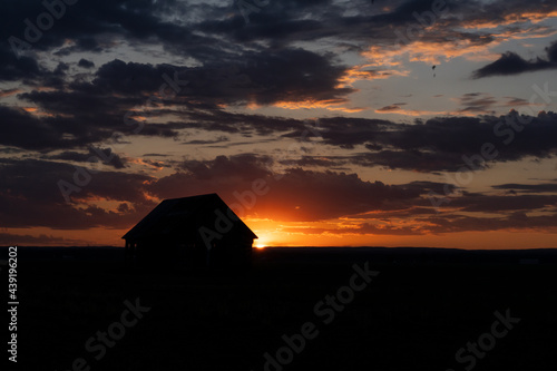 Countryside colorful sunset.