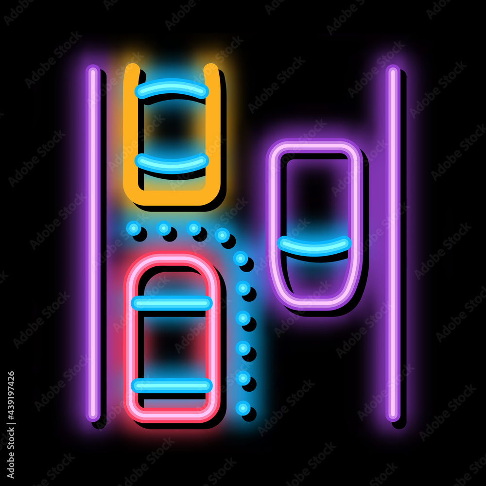 parking help system neon light sign vector. Glowing bright icon parking help system sign. transparent symbol illustration parking help system neon light sign vector. Glowing bright icon parking help system sign. transparent symbol illustration