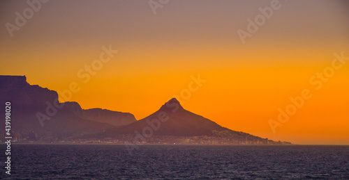 Lion s head  Table mountain and signal hill at sunset in cape town