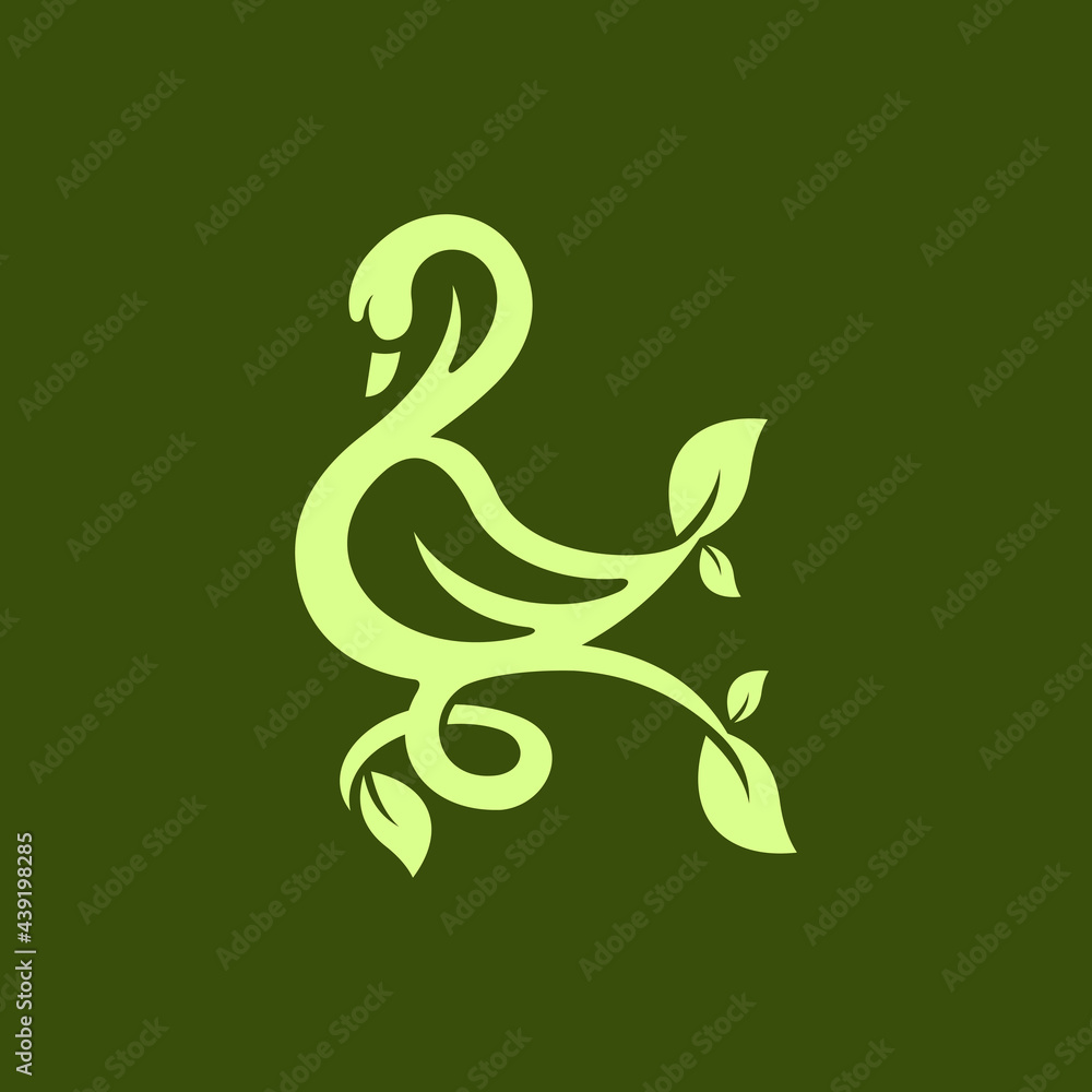 Swan Nature Leaf Vector Logo Design Swan Nature Leaf Vector Logo Design
