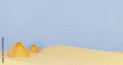 3d background renderings  tents for camping and in the middle of the sand for presentation products  camping and scouting themes  for web pages  background images
