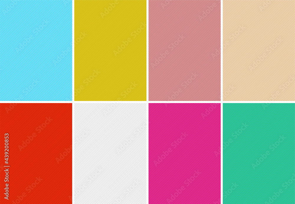 Simple backgrounds set with diagonal striped lines and different pastel colors.
