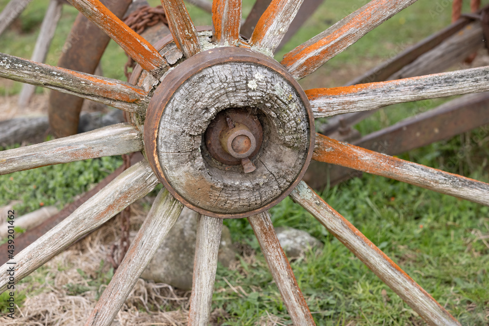 old wagon wheel on the farm