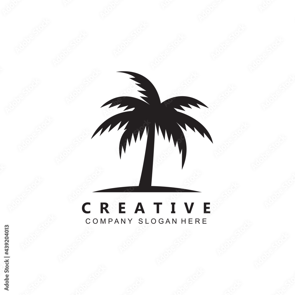 coconut tree logo vector symbol on the beach