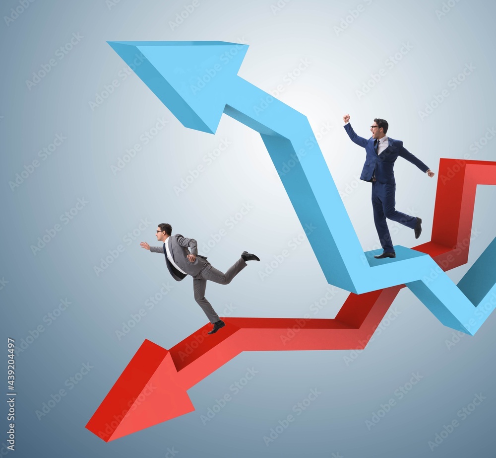Business concept of both crisis and recovery Business concept of both crisis and recovery