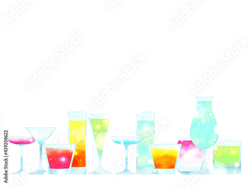 カラフルなカクテル・ドリンクのイラスト背景