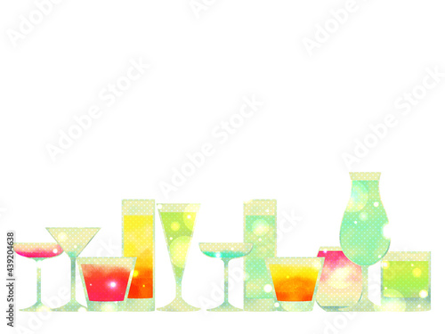 カラフルなカクテル・ドリンクのイラスト背景