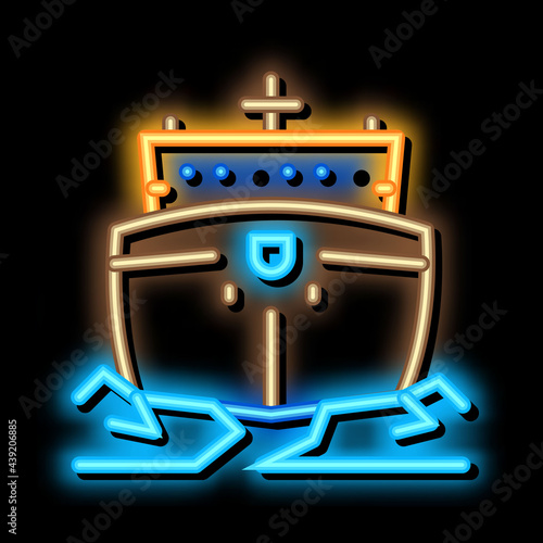 icebreaker ship neon light sign vector. Glowing bright icon icebreaker ship sign. transparent symbol illustration