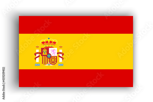 Illustration with spain flag. National flag graphic design. Spain flag in flat style. Vector illustration. Stock image.